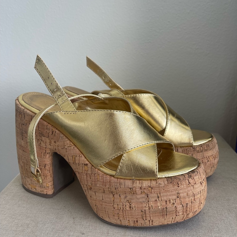 SCHUTZ Gold Platform Sandals
